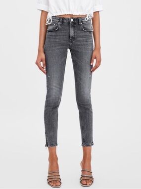 Zara Gray Zip Ankle Jeans